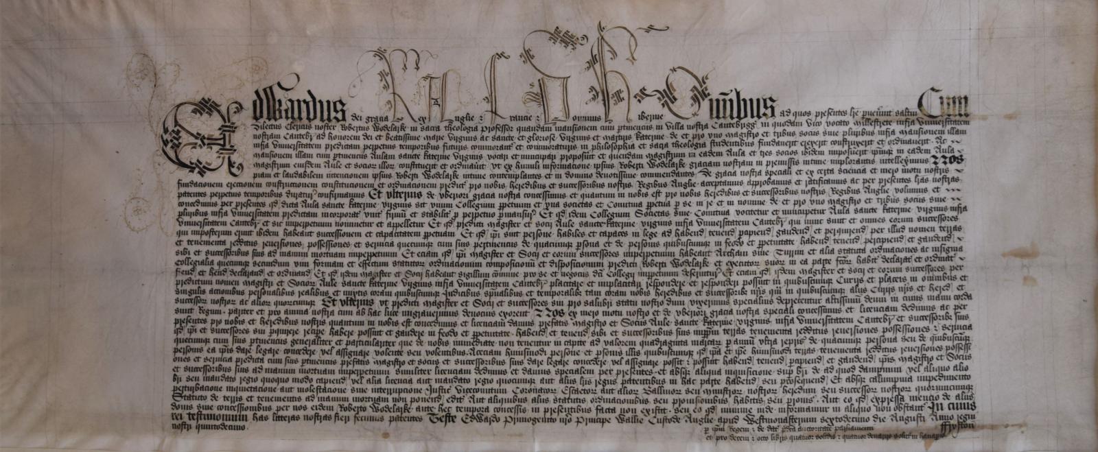 Our Royal Charter from 1475 St Catharine's College, Cambridge